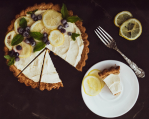 flat lay icebox lemon tart